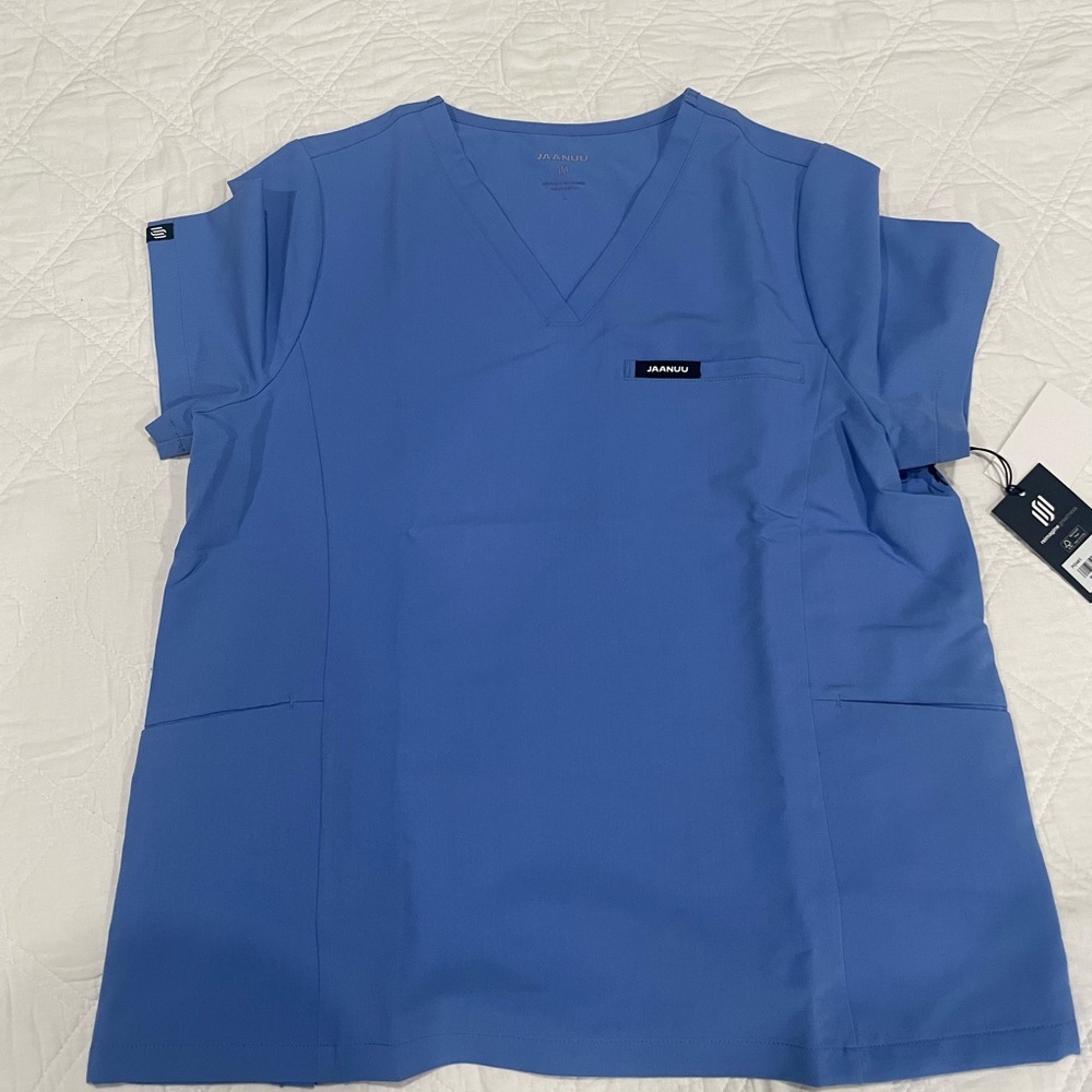 Jaanuu Women's Short Sleeve V-Neck Scrub Top